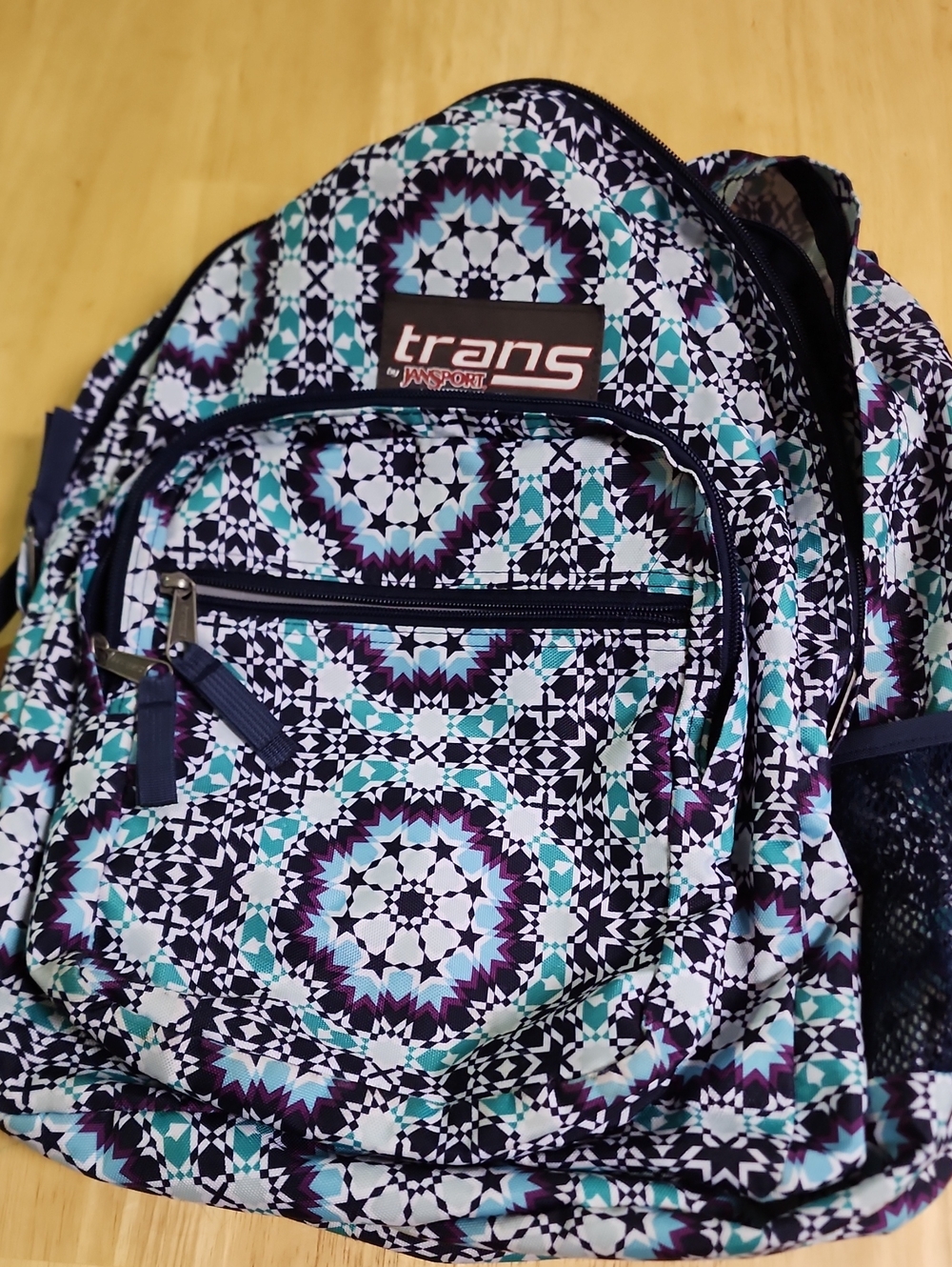 Trans by JanSport Supermax Backpack Navy Moonshine Moroccan Tile JS00TM60 VGUC